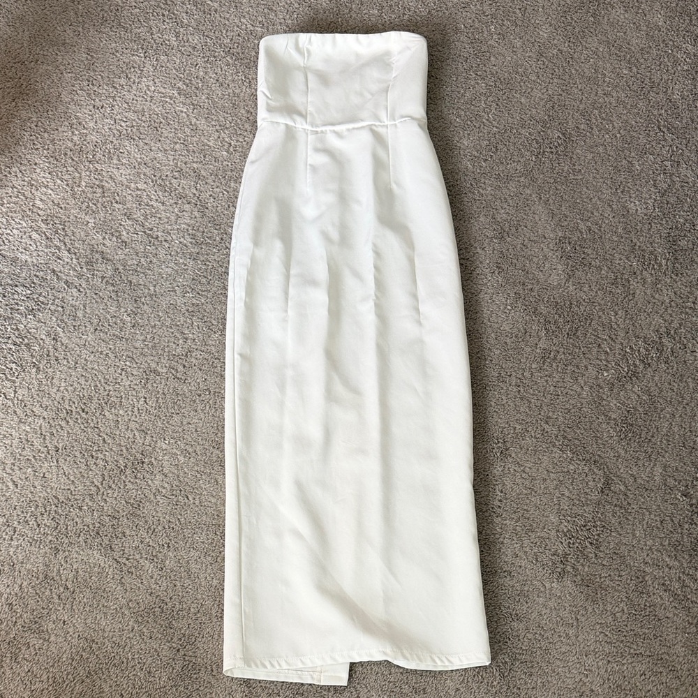SHEIN Strapless White Maxi Dress